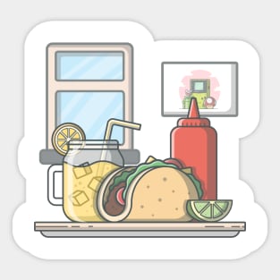 Taco mexican food cartoon Sticker